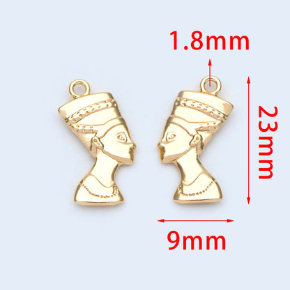 10pcs Nefertiti Charm, Nefertiti Pendant, Queen of Egypt Pendant, Queen Jewelry (GB-994)