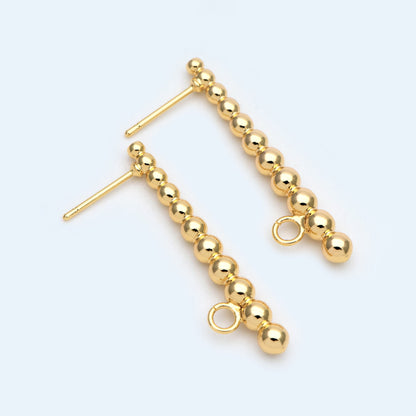 10pcs Gold Bar Earring Stud with Loop, 18K Gold plated Brass, Bar Ear Posts (GB-998)