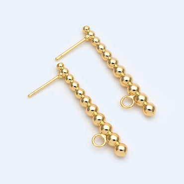 10pcs Gold Bar Earring Stud with Loop, 18K Gold plated Brass, Bar Ear Posts (GB-998)