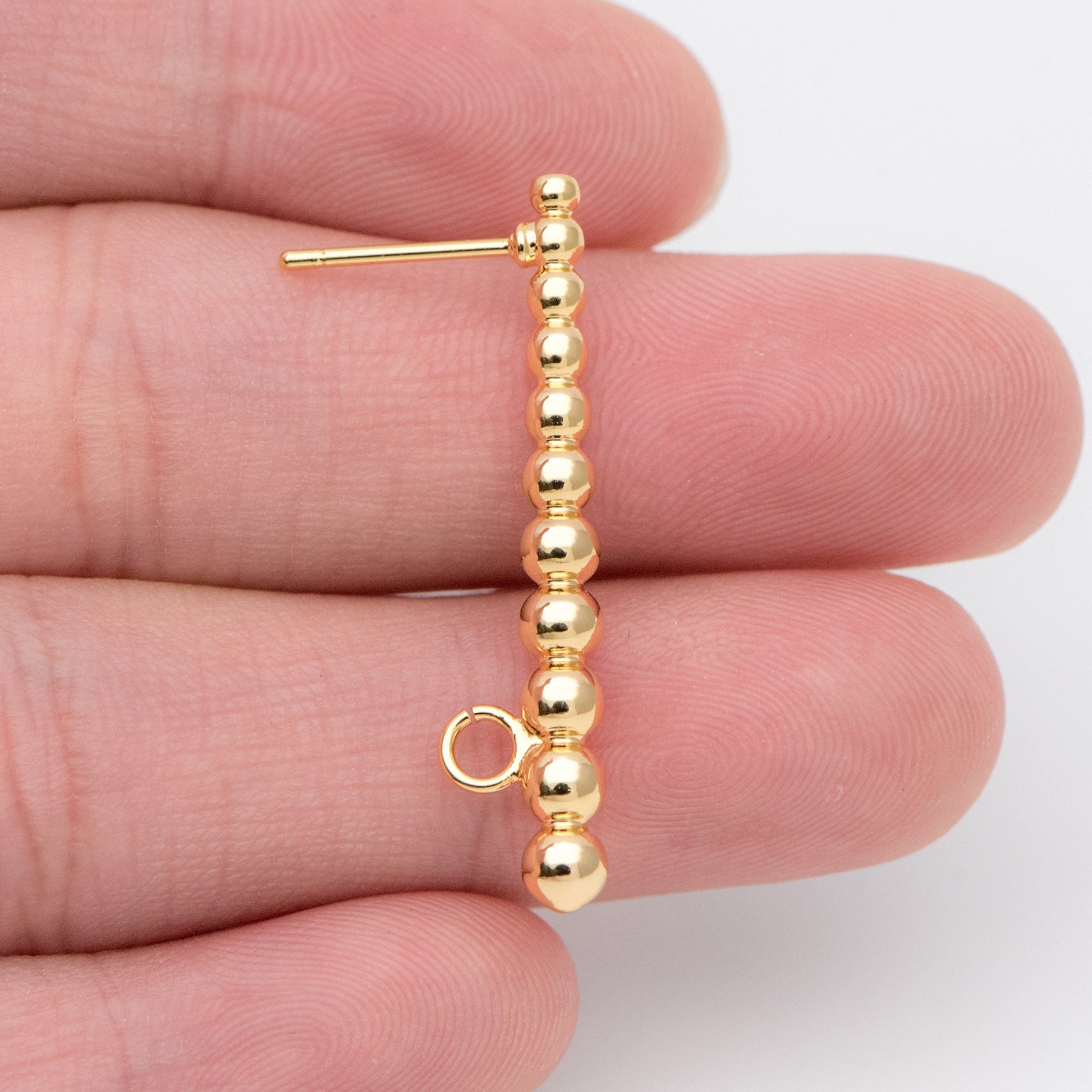 10pcs Gold Bar Earring Stud with Loop, 18K Gold plated Brass, Bar Ear Posts (GB-998)