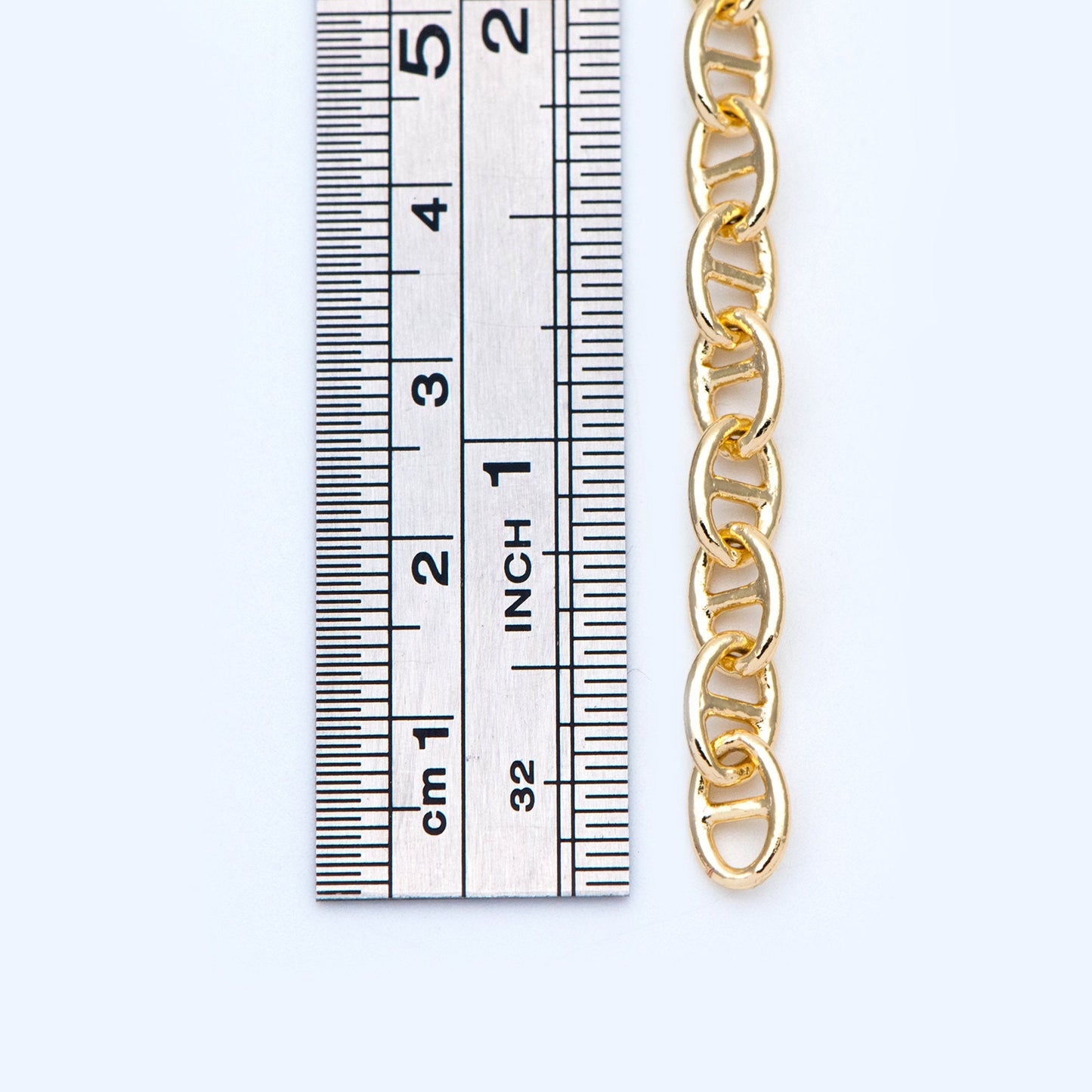 Gold plated Brass Mariner Anchor Link Chain 4.8/ 5.2/ 5.8mm, Chain Findings Wholesale (#LK-334)/ 1 Meter=3.3 ft