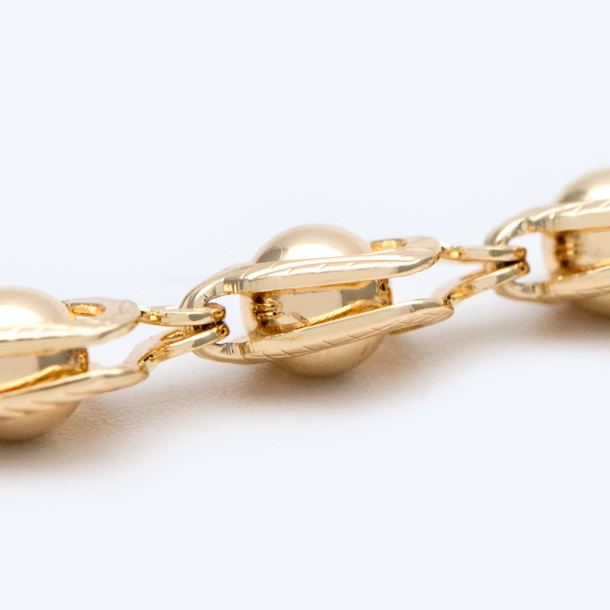 Gold Beaded Heart Chain 6mm, 18K Gold plated Brass, Quality Chain for DIY Jewelry (#LK-330)/ 1 Meter=3.3 ft