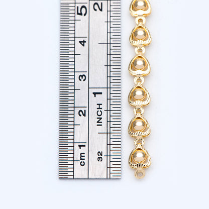 Gold Beaded Heart Chain 6mm, 18K Gold plated Brass, Quality Chain for DIY Jewelry (#LK-330)/ 1 Meter=3.3 ft