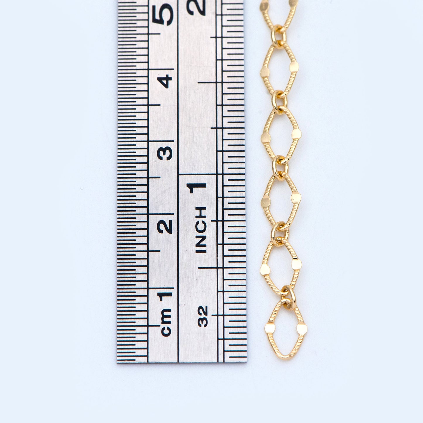 Gold plated Brass Specialty Chains, Link Size 5.5x8mm, Flat Oval Loop Chains (#LK-327)/ 1 Meter=3.3 ft