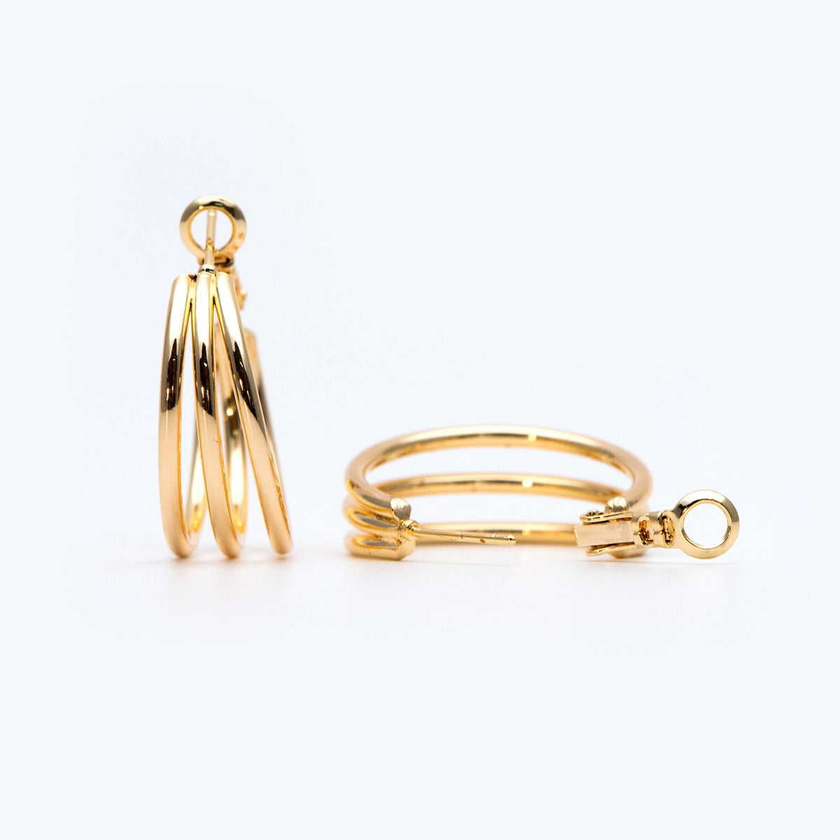 4pcs Gold Round Leverback Ear Hooks 25/30mm, 18K Gold plated Brass, Earring Hoop Components (GB-906)