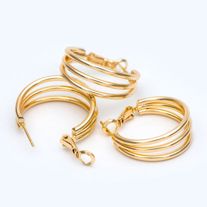 4pcs Gold Round Leverback Ear Hooks 25/30mm, 18K Gold plated Brass, Earring Hoop Components (GB-906)