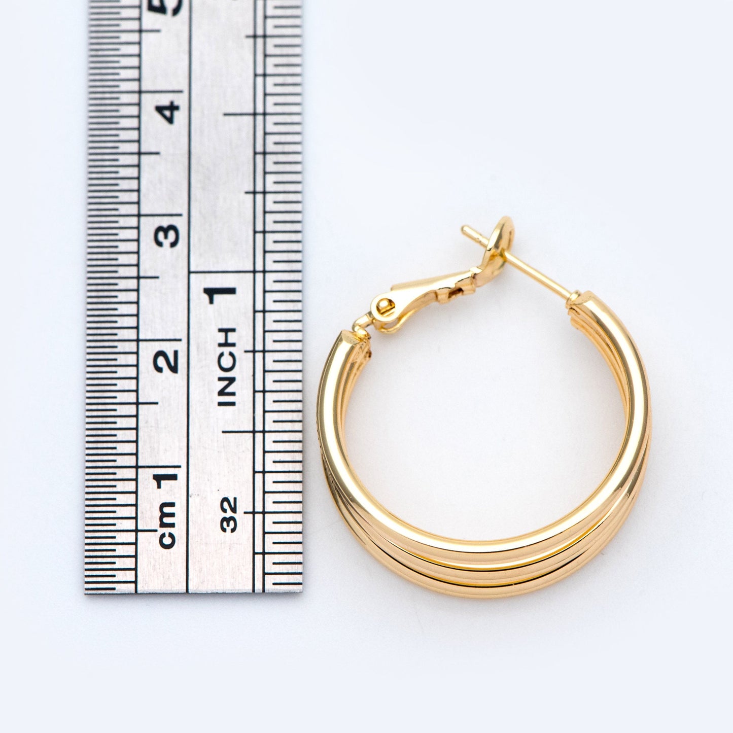 4pcs Gold Round Leverback Ear Hooks 25/30mm, 18K Gold plated Brass, Earring Hoop Components (GB-906)