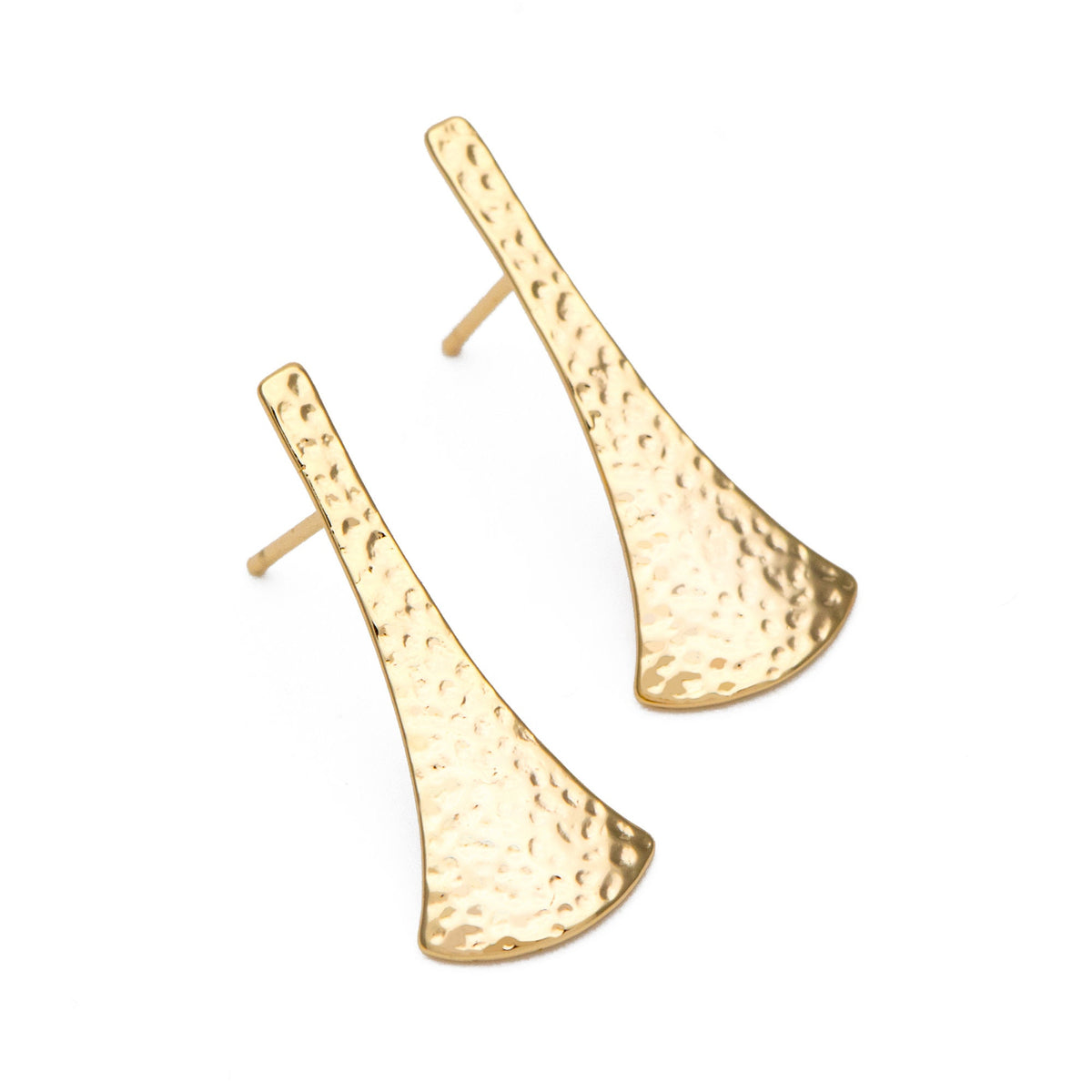 10pcs Hammered Bar Earring with Loop, 18K Gold plated Brass, Rustic Stud Earring Findings (GB-856)