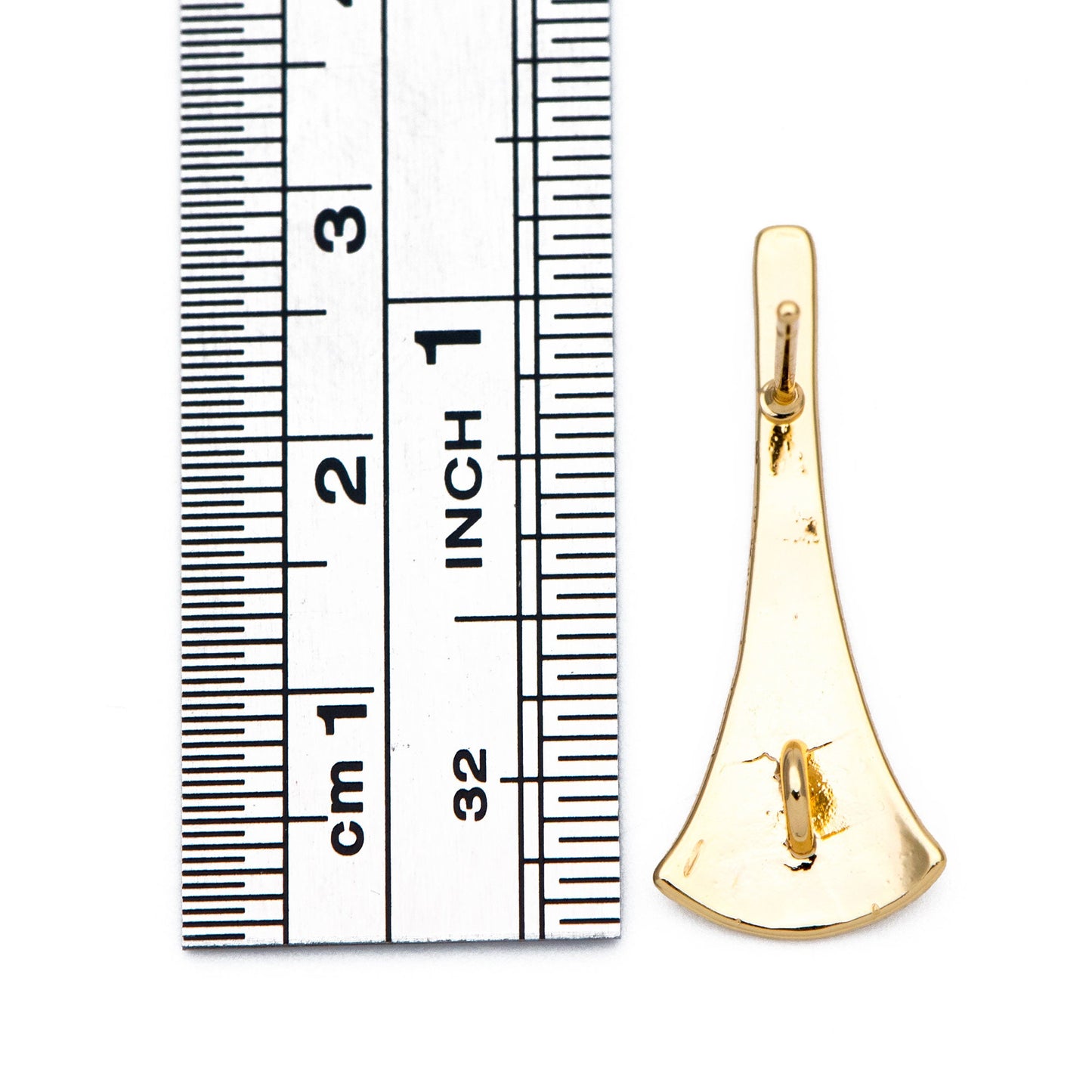 10pcs Hammered Bar Earring with Loop, 18K Gold plated Brass, Rustic Stud Earring Findings (GB-856)