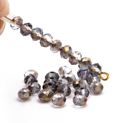 Rondelle Faceted Crystal Glass Beads Rose Gold 3x4mm -BZ04-87 / 145Pcs