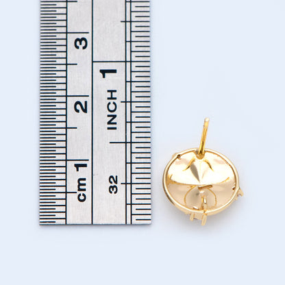 10pcs Gold Round Disc Ear Post with Loop, 11mm, 18K Gold plated Brass, CZ pave Stud Earring Components (GB-1020)