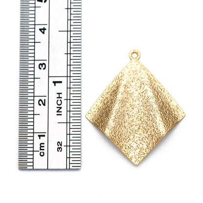 10pcs Gold Square Disc Charms 32x27mm, Gold plated Brass Geometric Rhombus Pendants (GB-265-H)