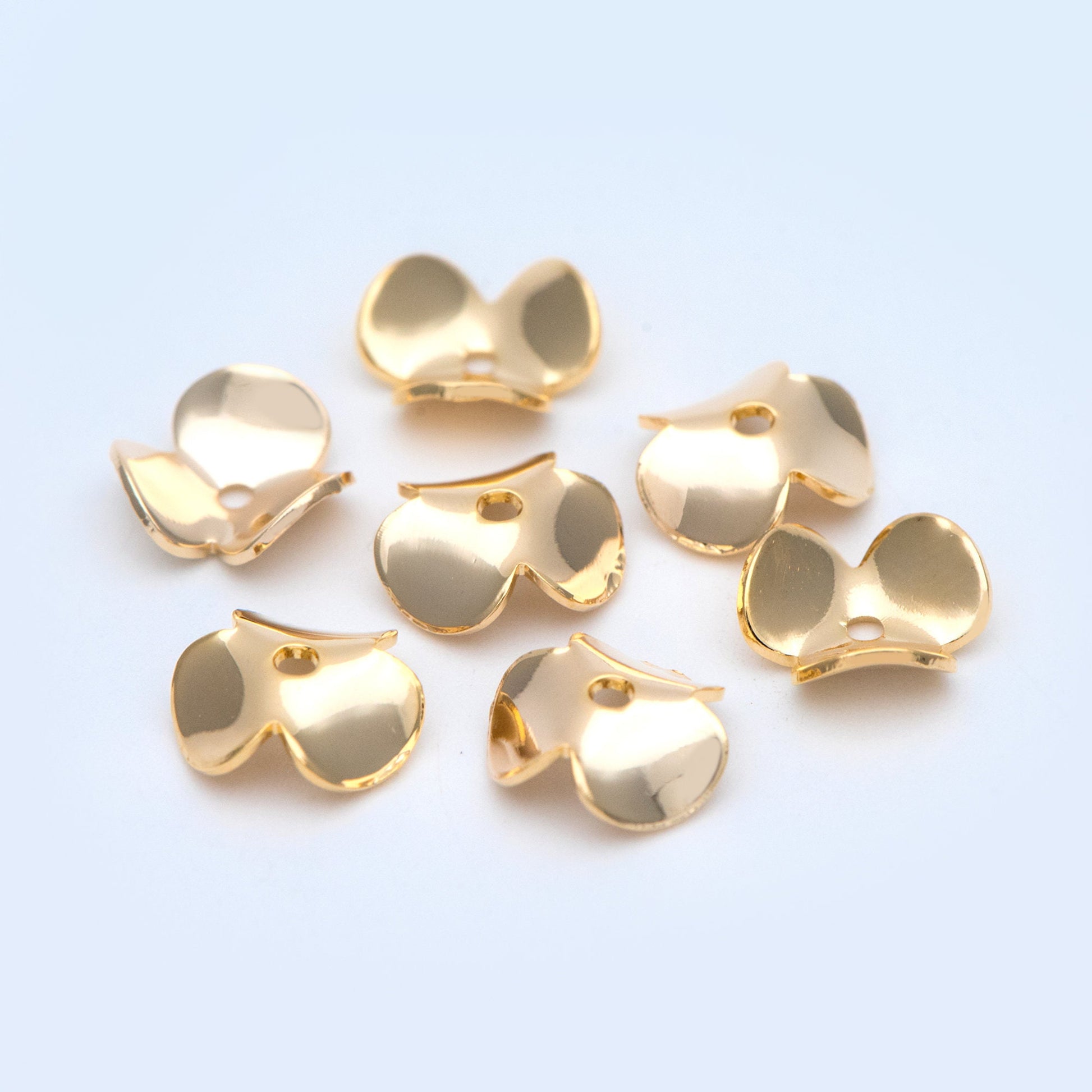 10pcs Flower Bead Caps 9mm, Real Gold plated Brass, Floral Spacer Beads (GB-1032)
