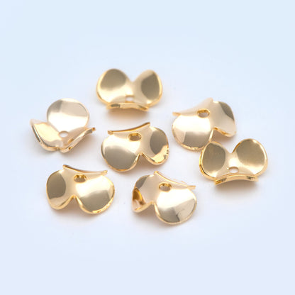 10pcs Flower Bead Caps 9mm, Real Gold plated Brass, Floral Spacer Beads (GB-1032)