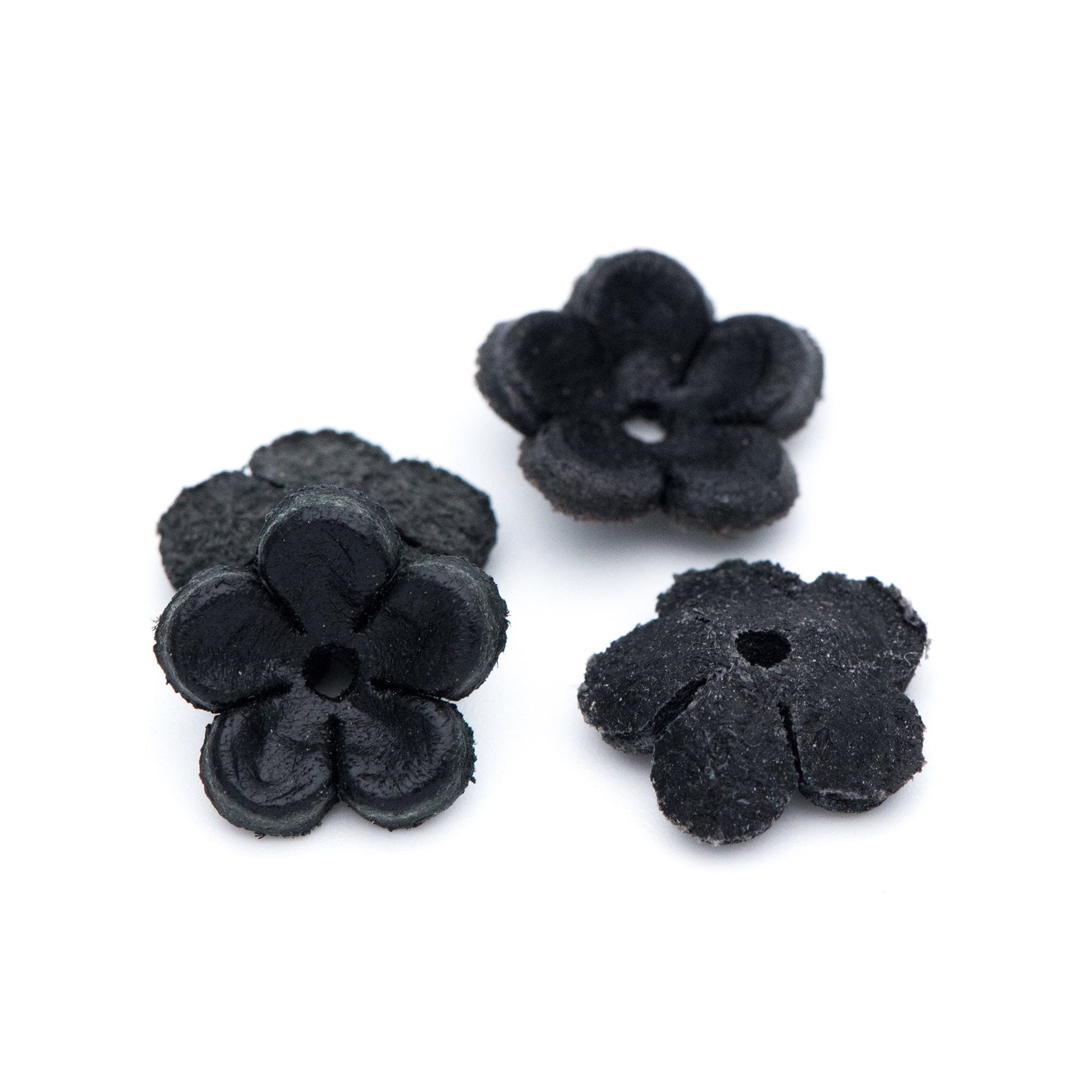 10pcs Genuine Leather Flower 12mm, Floral Leather Charm Beads, (FB-060-7)
