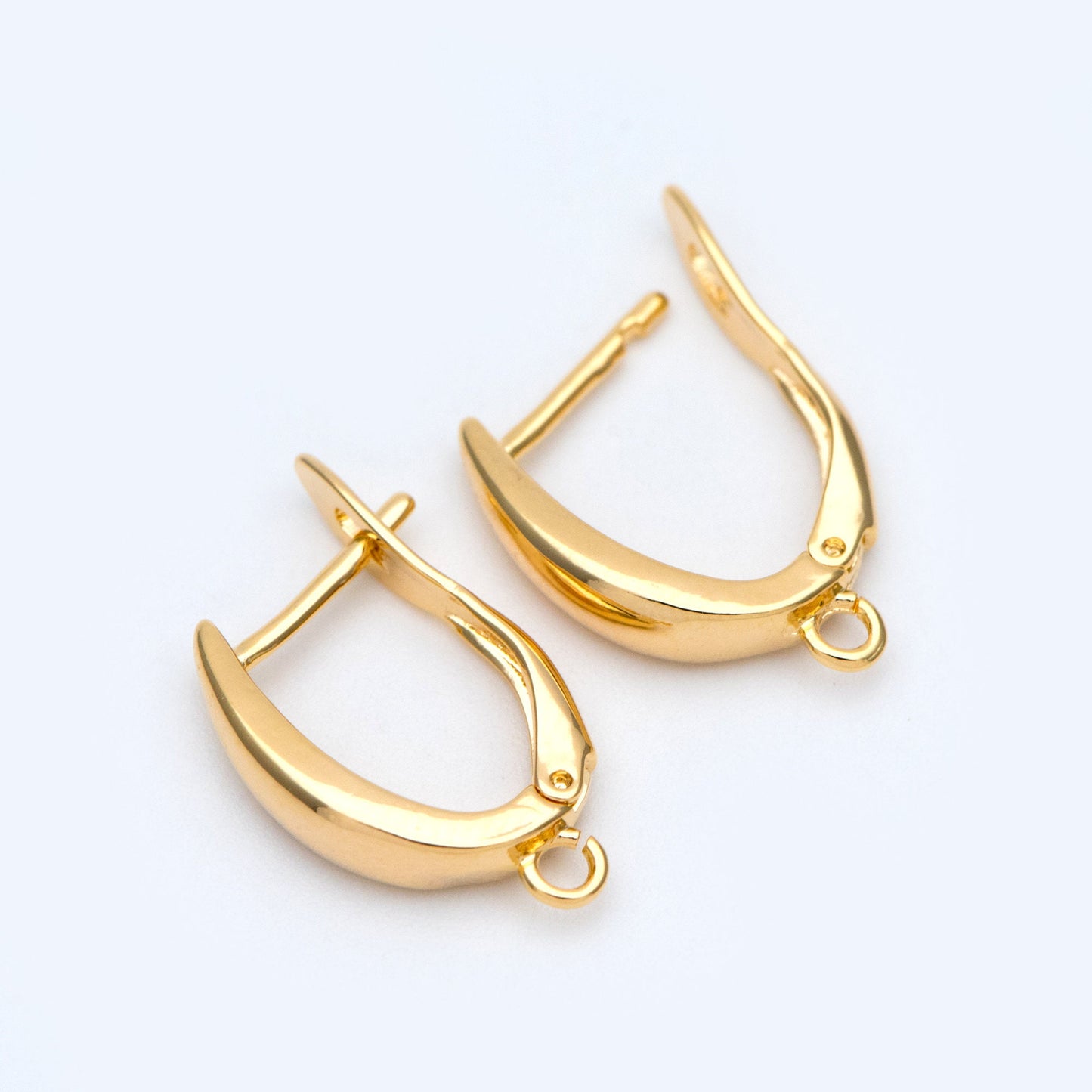 10pcs Gold/ Silver Tone Leverback Ear Hooks 21x12mm, Real Gold/ rhodium plated Brass, Earring Hooks with Loop (GB-848-B)