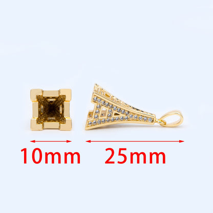 4pcs Gold plated Brass Eiffel Tower Charms 25x10mm, CZ Pave Mini Eiffel Tower Pendants (GB-1034)