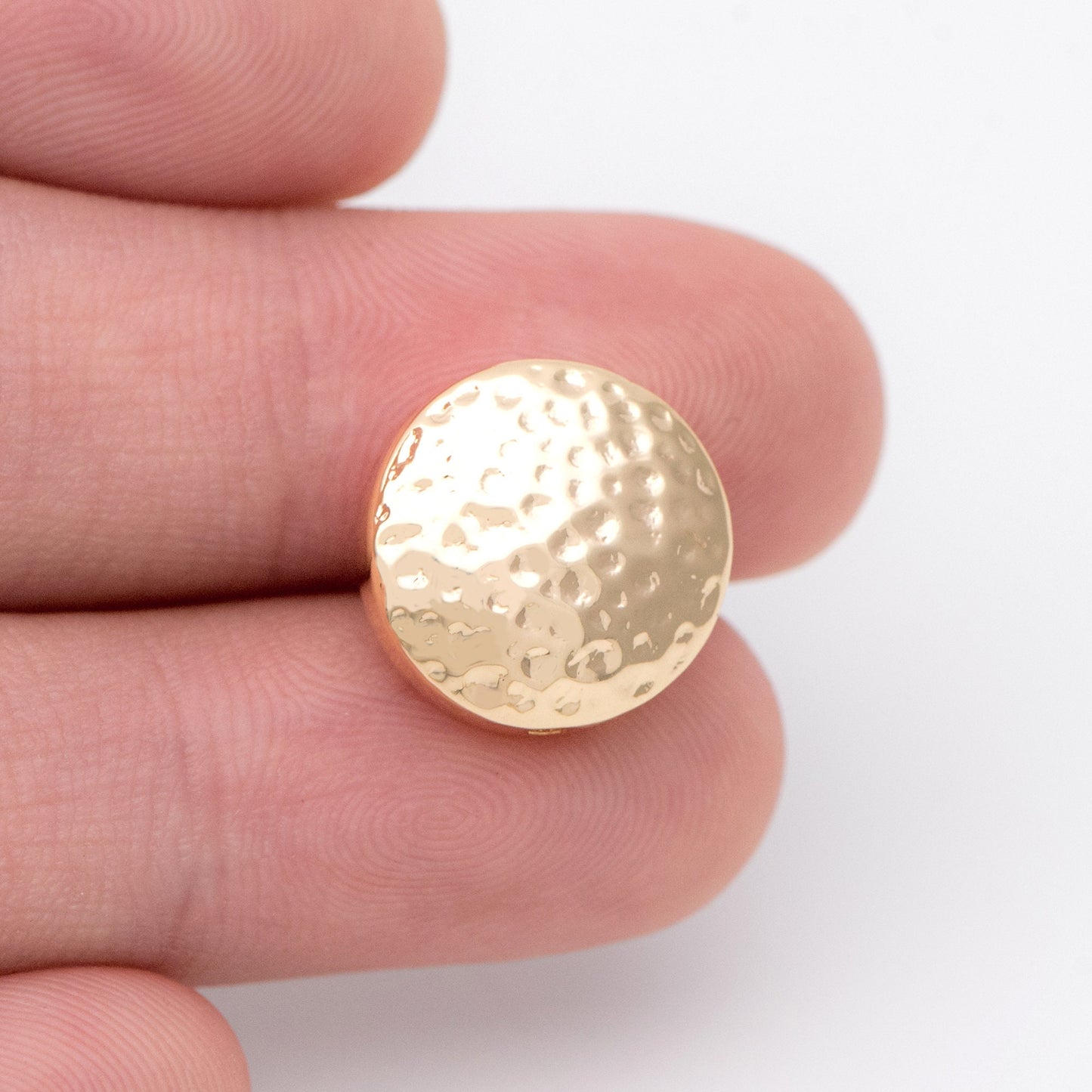 10pcs Gold plated Brass Cabochon Charms 14mm, Hammered Connectors with 3 Holes (GB-1047)