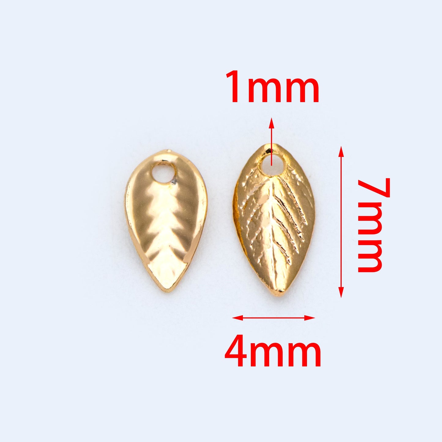 20pcs Gold plated Brass Leaf Charm Pendants 7x4mm (GB-874)