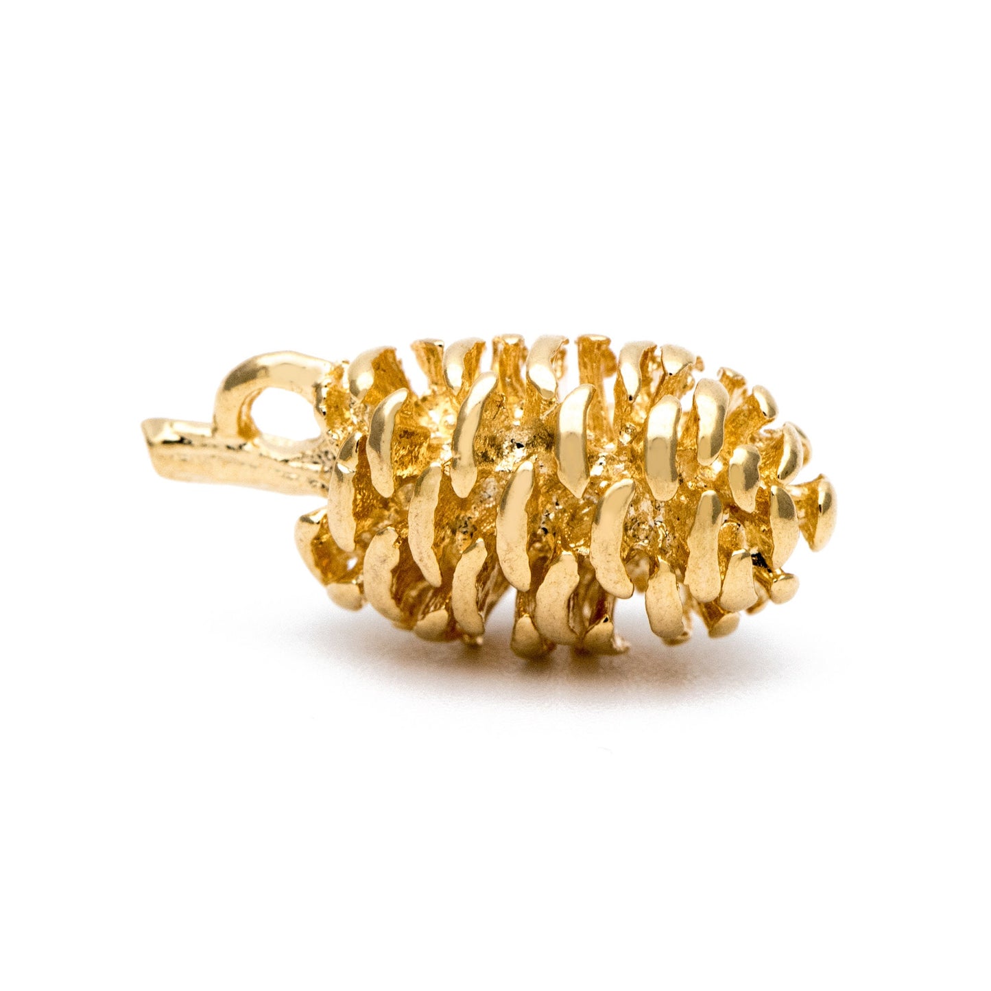 10pcs Gold Pine Cone 3D Charms 19x9mm, Real Gold plated Brass, Lead Nickel Free (GB-4589-G)