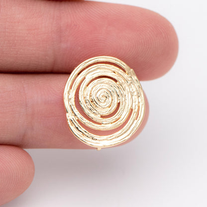 10pcs Gold/ Silver Filigree Round earring with Loop 15x17mm, Gold/ Rhodium plated Brass ear stud (GB-1066)