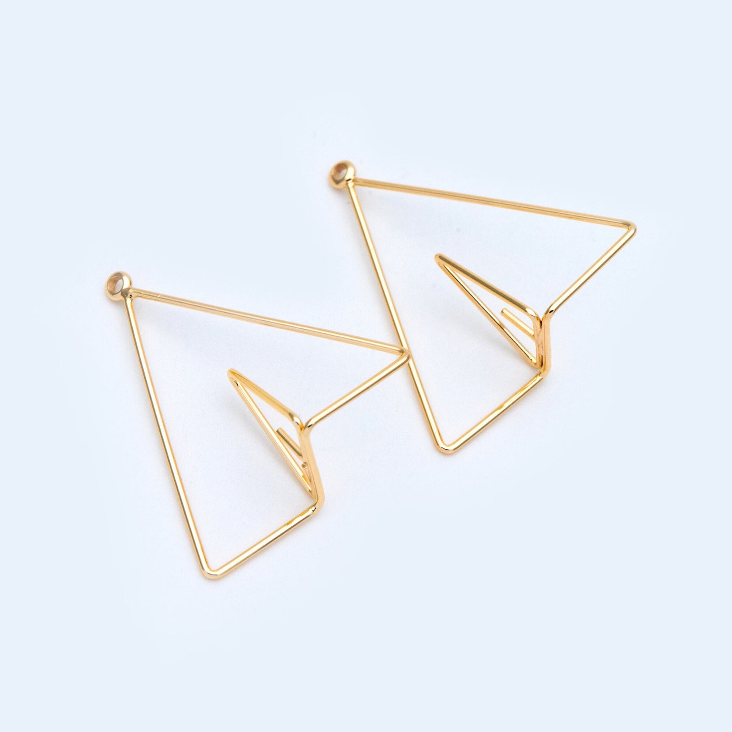 10pcs Gold Triangle Charms, 18K Gold plated Brass, Geometric Pendants 28mm (GB-1085)