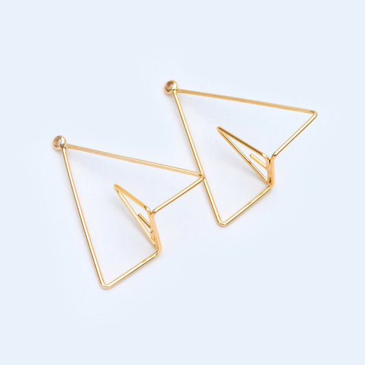 10pcs Gold Triangle Charms, 18K Gold plated Brass, Geometric Pendants 28mm (GB-1085)