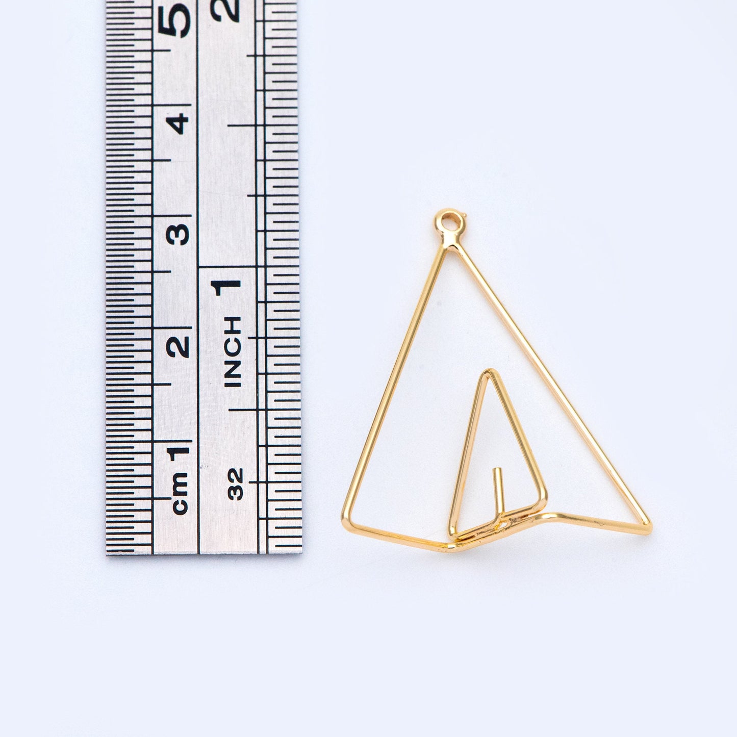 10pcs Gold Triangle Charms, 18K Gold plated Brass, Geometric Pendants 28mm (GB-1085)
