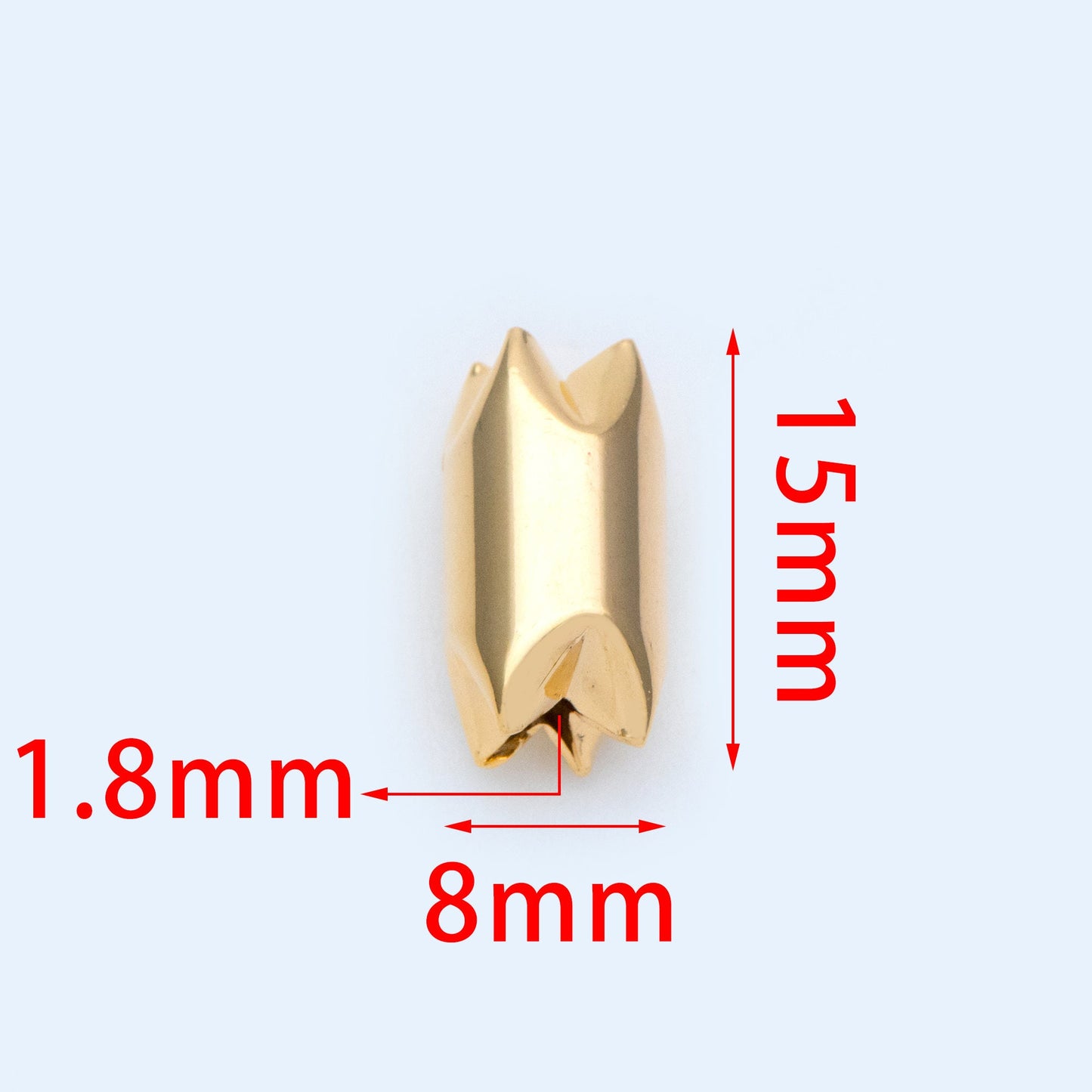 10pcs Gold plated Brass Spacer Beads 8x15mm, Shiny Bracelet Beads (GB-1076)