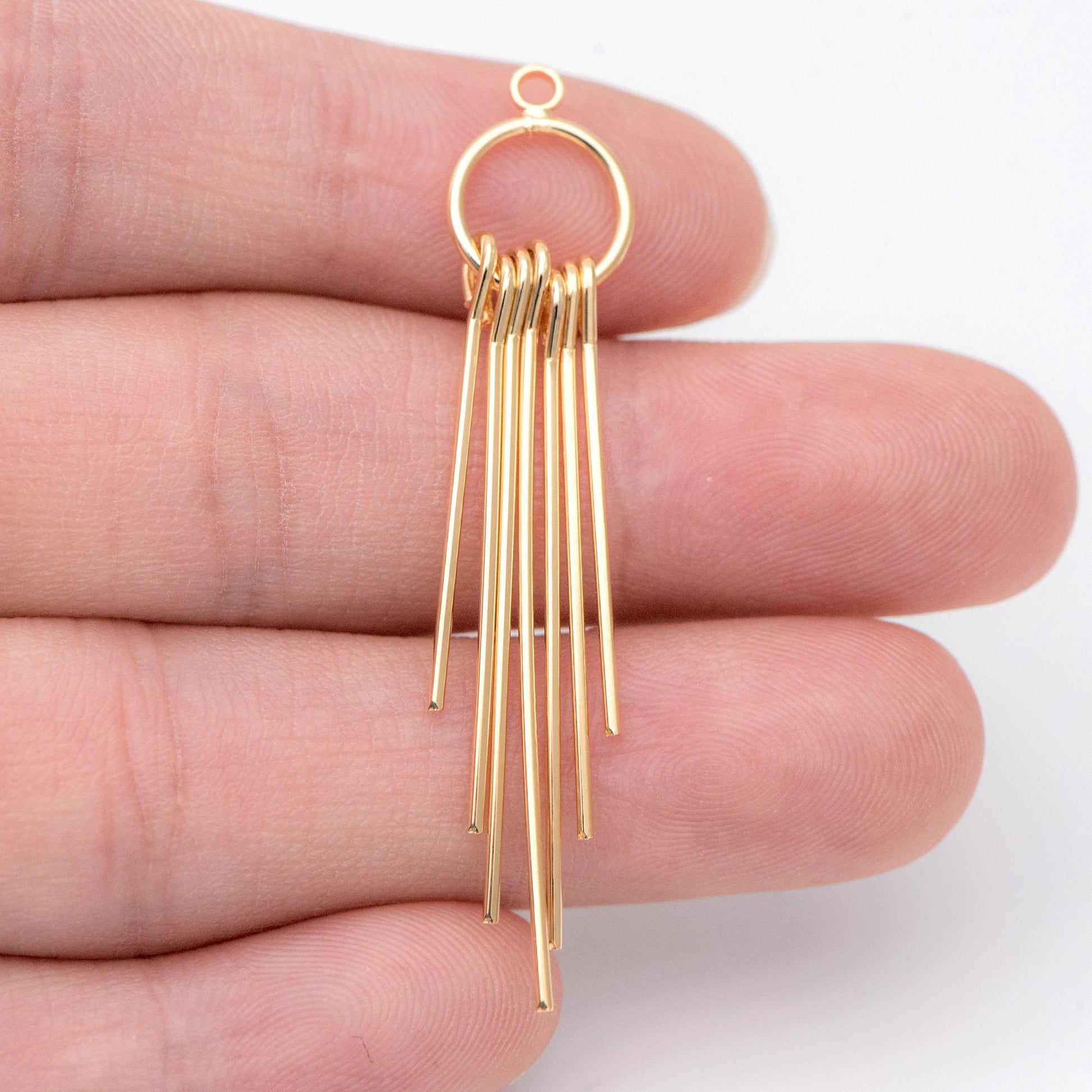 4pcs Gold Tassel Pendants, Gold plated Brass Bar Tassels, DIY Earring Charms (GB-1078)