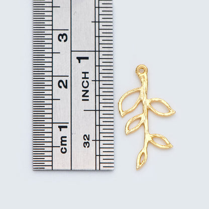 10pcs 18K Gold plated Brass Leaf Charm Pendants 22x12mm (GB-120-C)