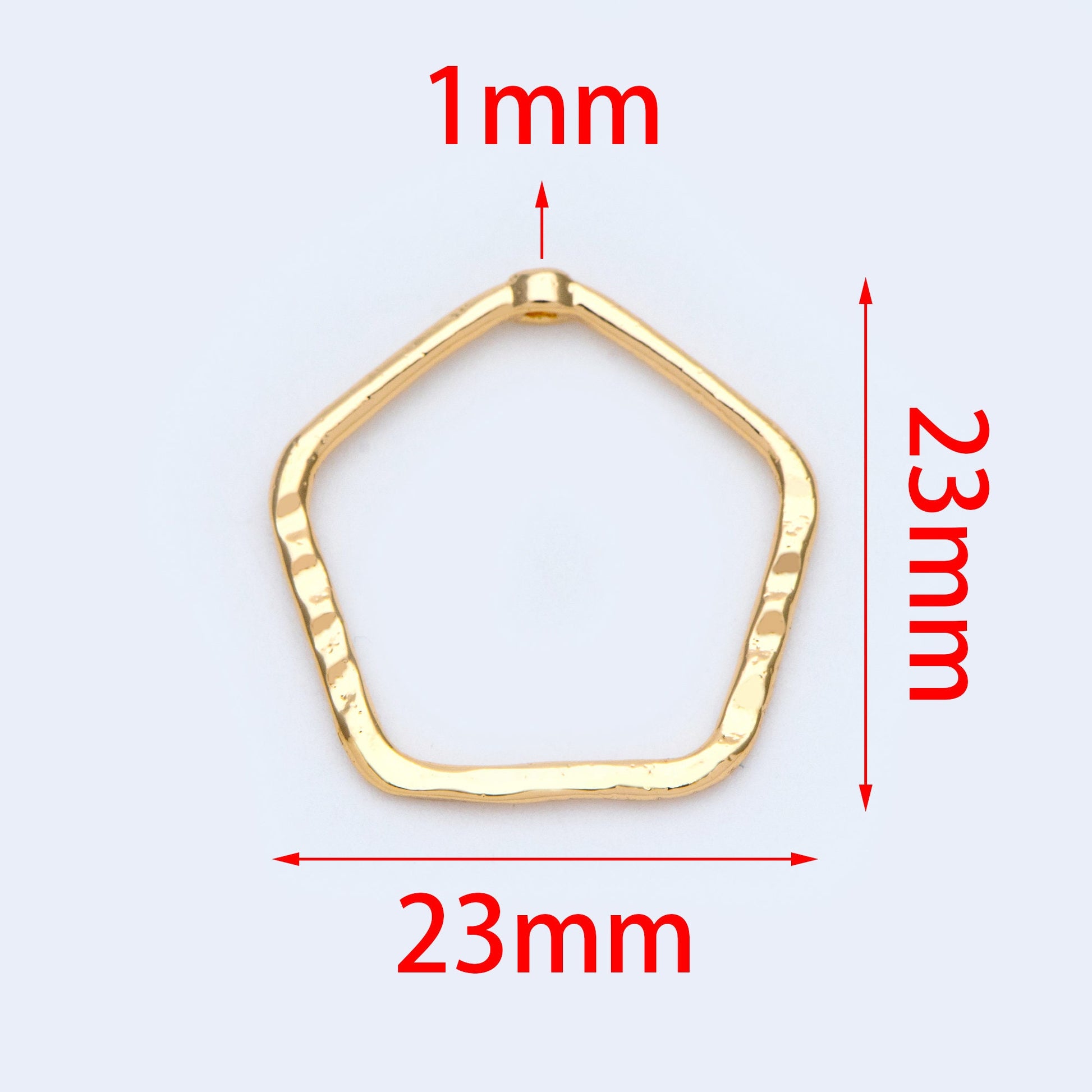 10pcs Gold Irregular Hoop Charms, Gold plated Brass Geometic Circle Pendants 23mm (GB-2750-D)