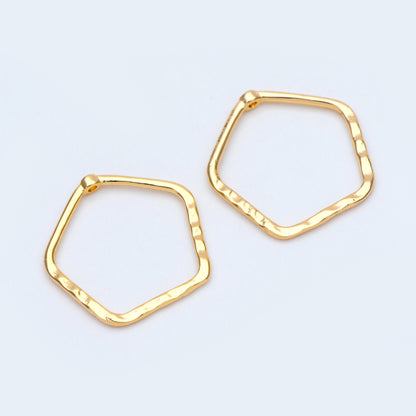 10pcs Gold Irregular Hoop Charms, Gold plated Brass Geometic Circle Pendants 23mm (GB-2750-D)