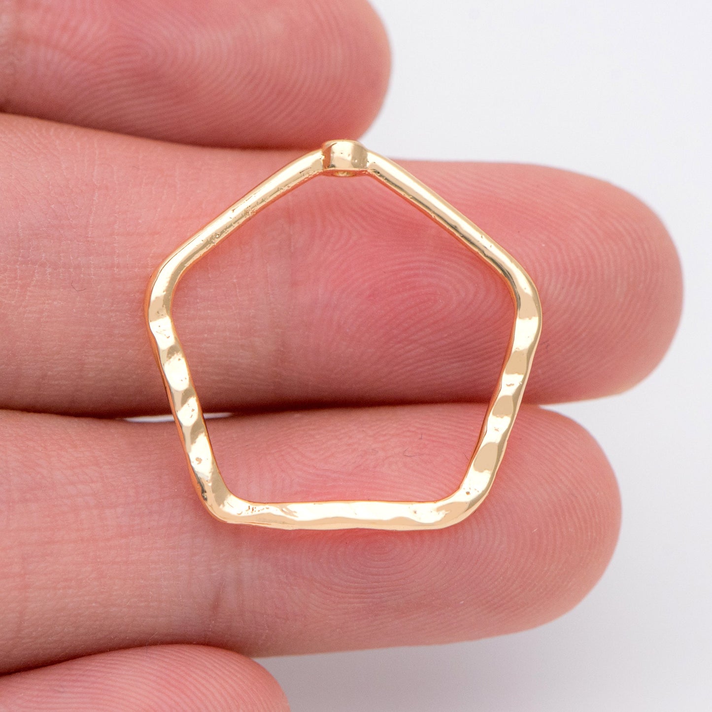 10pcs Gold Irregular Hoop Charms, Gold plated Brass Geometic Circle Pendants 23mm (GB-2750-D)