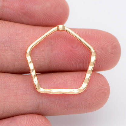 10pcs Gold Irregular Hoop Charms, Gold plated Brass Geometic Circle Pendants 23mm (GB-2750-D)