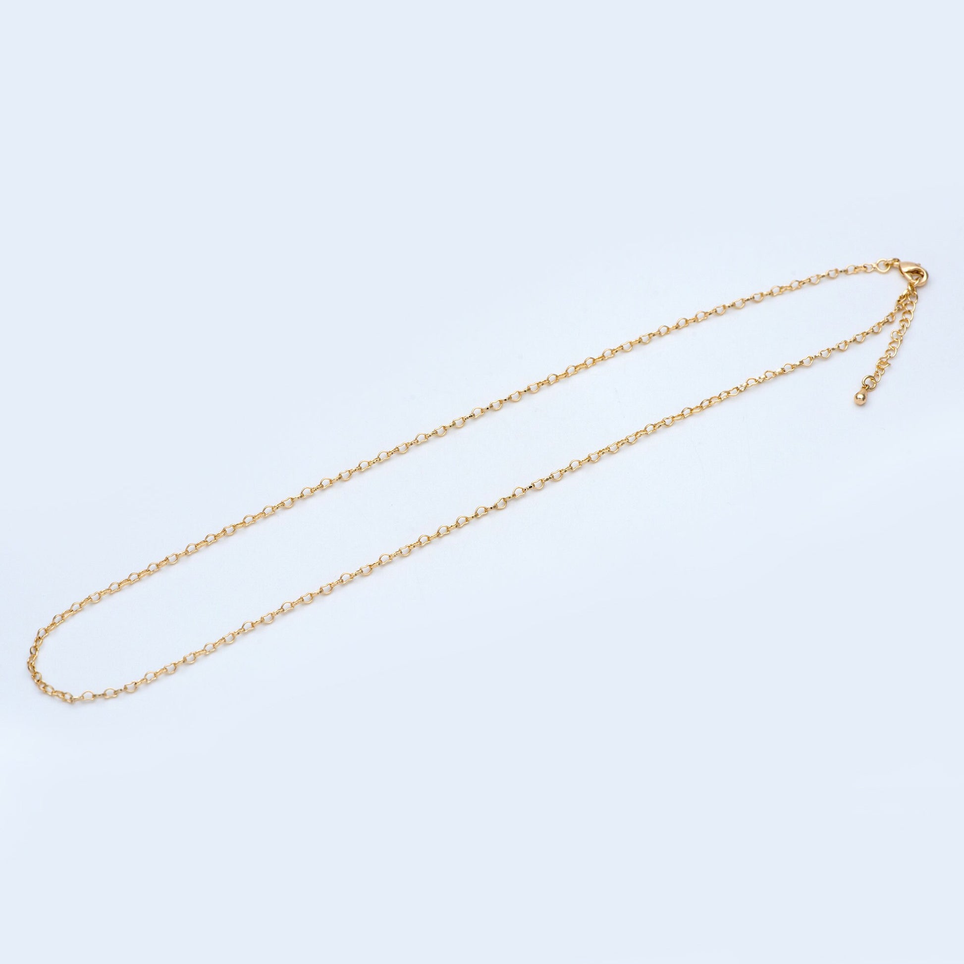 1pc Gold/ Silver Tone Heart Chains 2.2mm, 18 Inch Finished Necklace with Extender Chain, Ready to Wear (#LK-310)