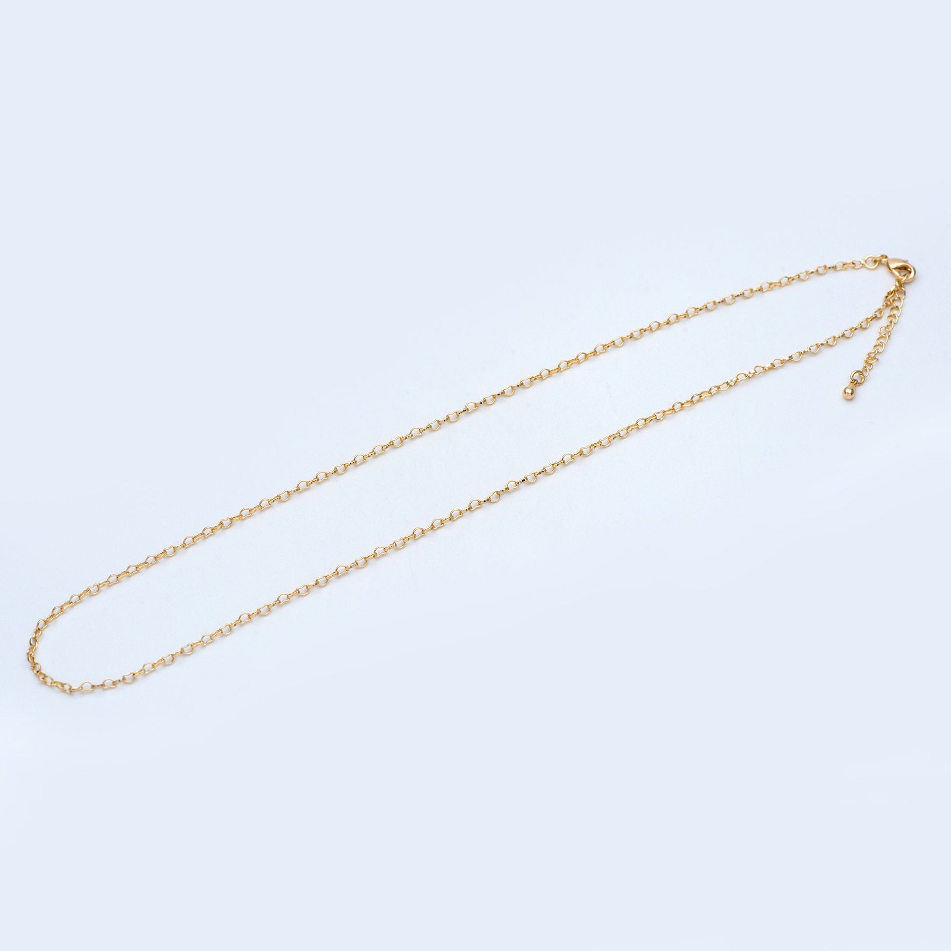 1pc Gold/ Silver Tone Heart Chains 2.2mm, 18 Inch Finished Necklace with Extender Chain, Ready to Wear (#LK-310)