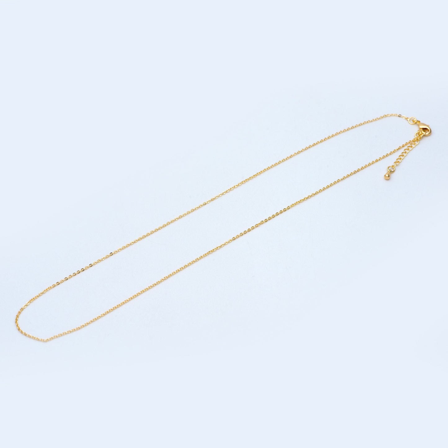 Gold plated Brass Cable Chains 1.3mm, Finished Dainty Necklace with Extender Chain, 18-20 Inch Adjustable, Ready to Wear (#LK-314)