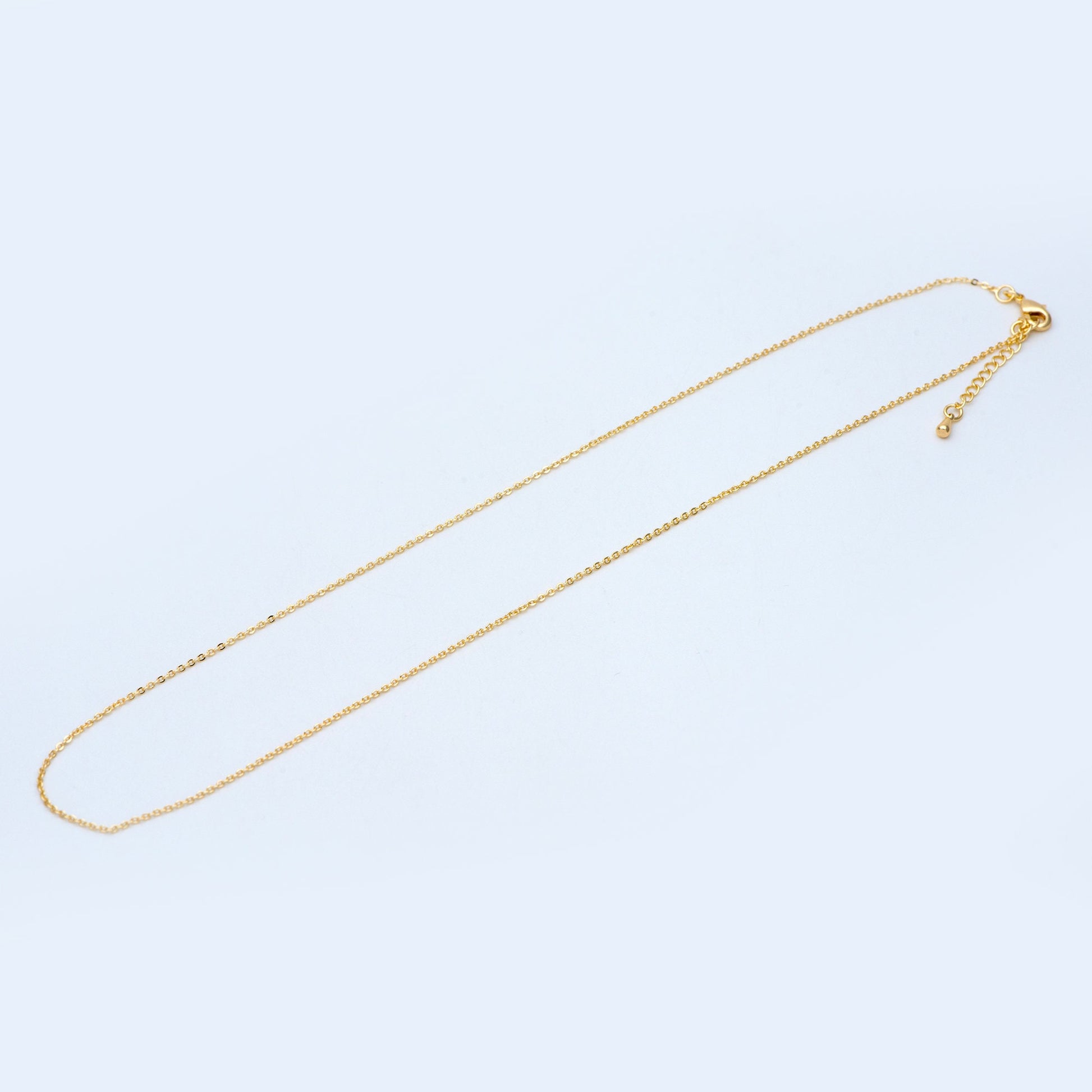 Gold plated Brass Cable Chains 1.3mm, Finished Dainty Necklace with Extender Chain, 18-20 Inch Adjustable, Ready to Wear (#LK-314)