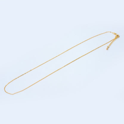 Gold plated Brass Cable Chains 1.3mm, Finished Dainty Necklace with Extender Chain, 18-20 Inch Adjustable, Ready to Wear (#LK-314)