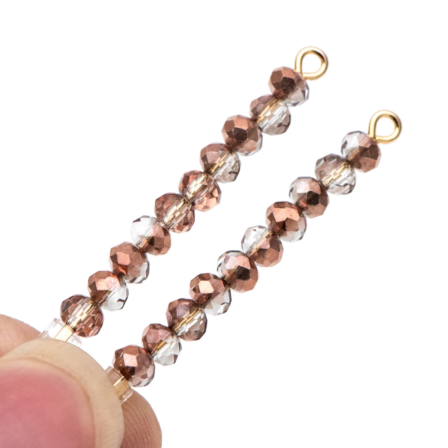 145pcs Crystal Glass Faceted Rondelle Glass Beads 3x4mm, clear half copper (BZ04-178)