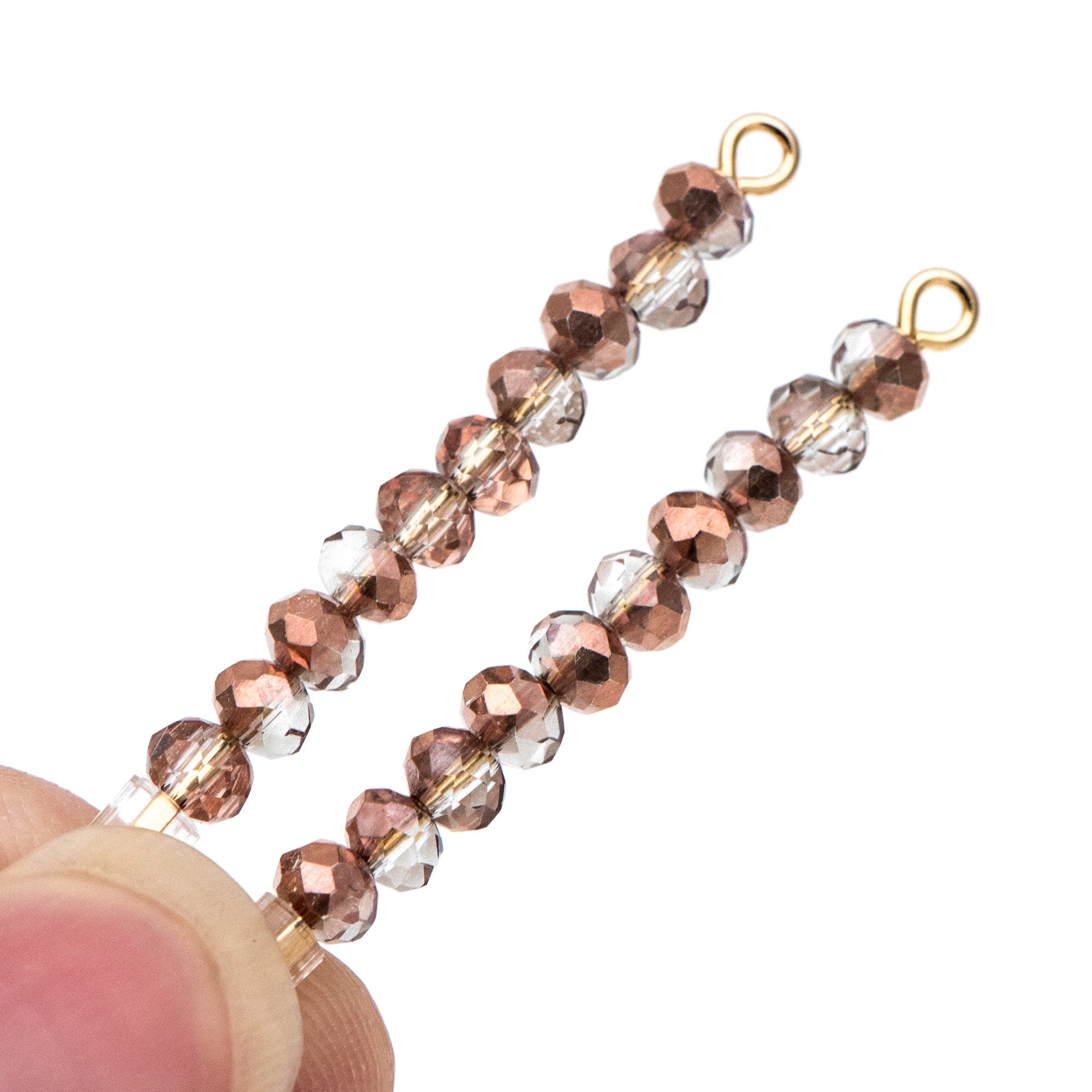 145pcs Crystal Glass Faceted Rondelle Glass Beads 3x4mm, clear half copper (BZ04-178)