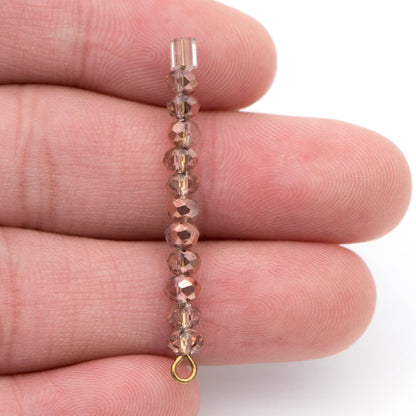 145pcs Crystal Glass Faceted Rondelle Glass Beads 3x4mm, clear half copper (BZ04-178)