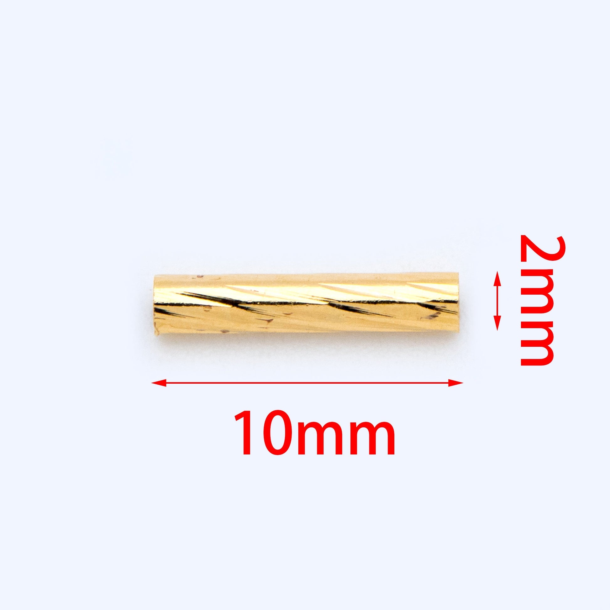 50pcs Gold/ Silver tone Straight Tube Beads 10x2mm, Real Gold/ Rhodium plated Brass Tube Spacers (GB-896)