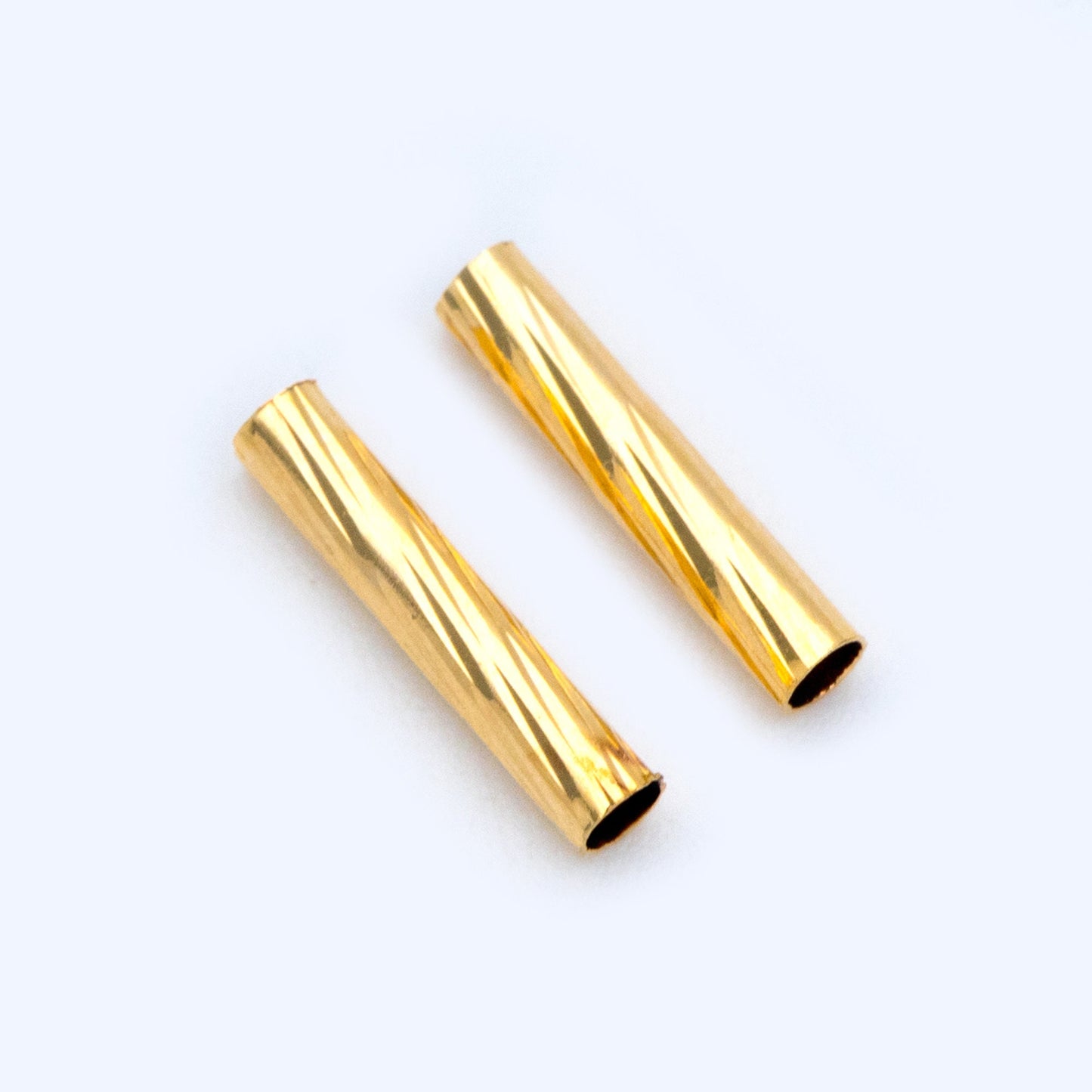 50pcs Gold/ Silver tone Straight Tube Beads 10x2mm, Real Gold/ Rhodium plated Brass Tube Spacers (GB-896)