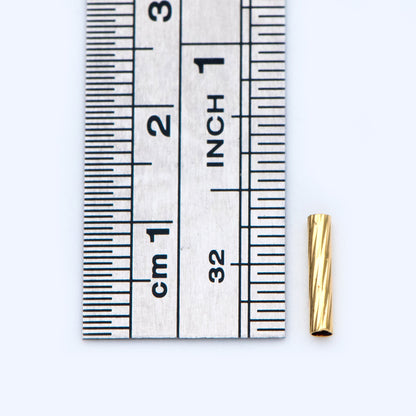 50pcs Gold/ Silver tone Straight Tube Beads 10x2mm, Real Gold/ Rhodium plated Brass Tube Spacers (GB-896)