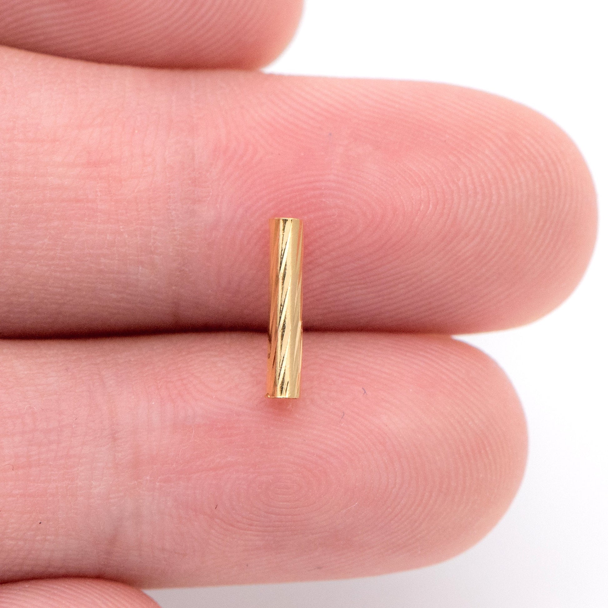 50pcs Gold/ Silver tone Straight Tube Beads 10x2mm, Real Gold/ Rhodium plated Brass Tube Spacers (GB-896)