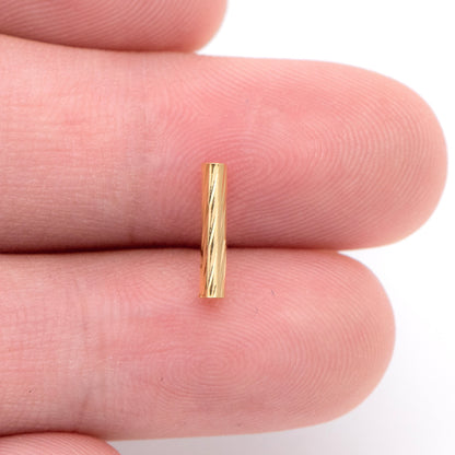 50pcs Gold/ Silver tone Straight Tube Beads 10x2mm, Real Gold/ Rhodium plated Brass Tube Spacers (GB-896)