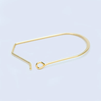 10pcs Gold Hoop Earrings 32x19mm, Geometric Ear Wire Components Wholesale (GB-917)