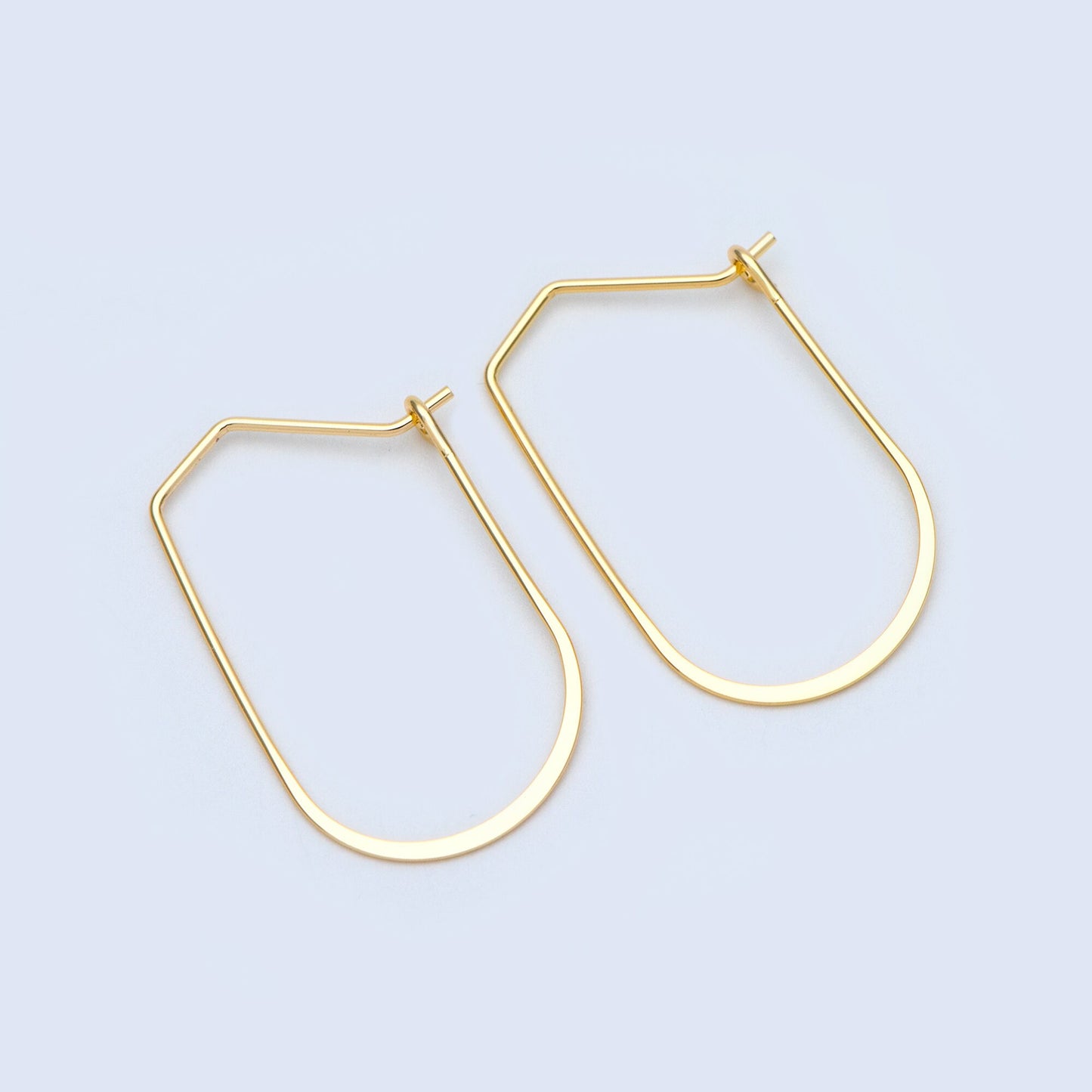 10pcs Gold Hoop Earrings 32x19mm, Geometric Ear Wire Components Wholesale (GB-917)